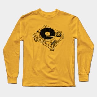 Turntable (Black Lines) Analog / Music Long Sleeve T-Shirt